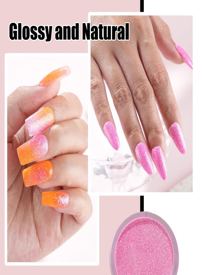 EODCI Dip Powder Reflective Hot Pink Glitter Nail Dipping Powder French Powder Glitter Nail Art Starter Manicure Salon DIY at Home No Needed Nail Lamp Curing Odor-Free&Long-Lasting 1 Oz - Image 3